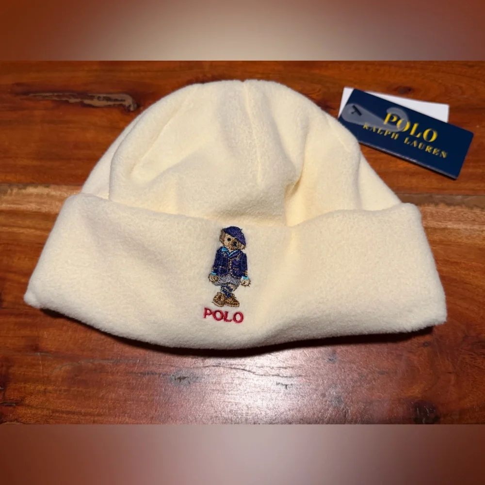 Polo Ralph Lauren Polar Fleece Beanie Chic Cream NWT